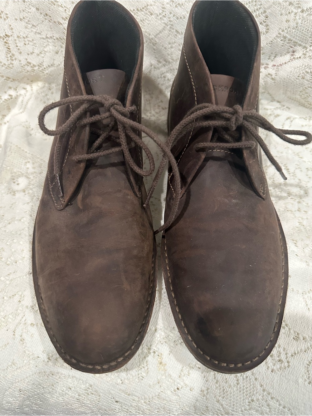 Rockport Men's Brown Leather Chukka Boots - Casual Lace-Up size 12 m academia